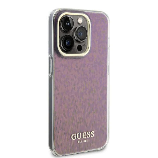 Калъф за iPhone 15 Pro - Guess Hardcase IML Faceted Mirror Disco Iridescent (GUHCP15LHDECMP) - Розов