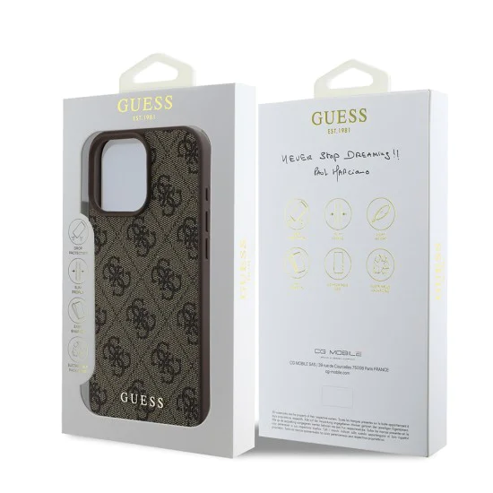 Калъф за iPhone 16 Pro - Guess Hardcase 4G Classic (GUHCP16LG4GFBR) - Кафяв