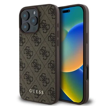 Калъф за iPhone 16 Pro - Guess Hardcase 4G Classic (GUHCP16LG4GFBR) - Кафяв