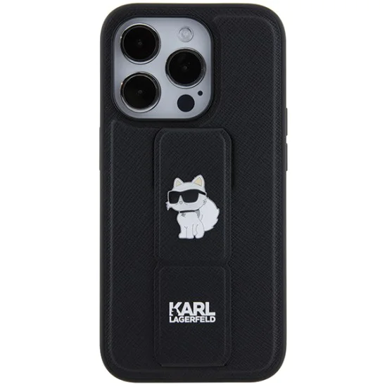 Калъф за iPhone 14 Pro - Karl Lagerfeld Saffiano Gripstand (KLHCP14LGSACHPK) - Choupette