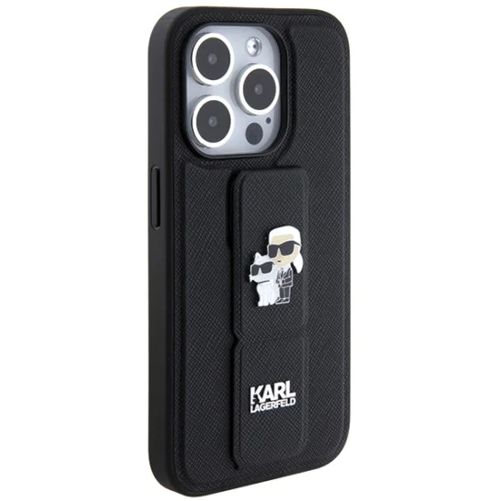 Калъф за iPhone 14 Pro - Karl Lagerfeld Saffiano Gripstand (KLHCP14LGSAKCPK) - Karl&Choupette