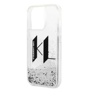 Калъф за iPhone 14 Pro - Karl Lagerfeld Hardcase Liquid Glitter (KLHCP14LLLLBKLCS) - Big KL