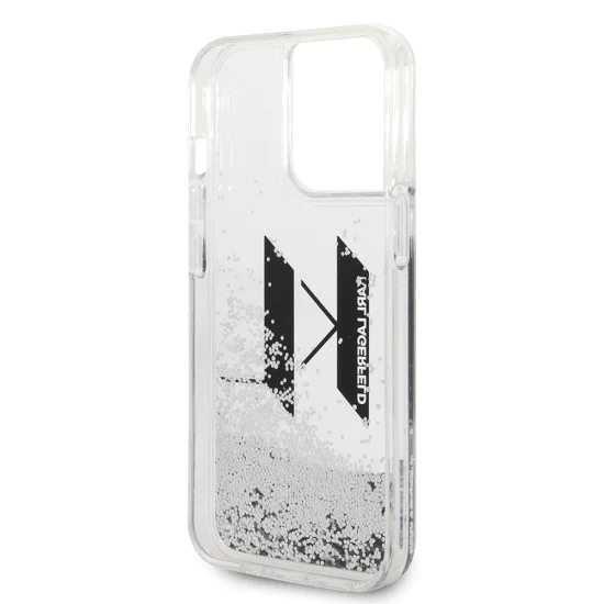 Калъф за iPhone 14 Pro - Karl Lagerfeld Hardcase Liquid Glitter (KLHCP14LLLLBKLCS) - Big KL