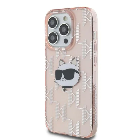 Калъф за iPhone 14 Pro - Karl Lagerfeld IML Luxury (KLHCCHCP14LHKLKLPCHP) - Pink Choupette Head&Monogram