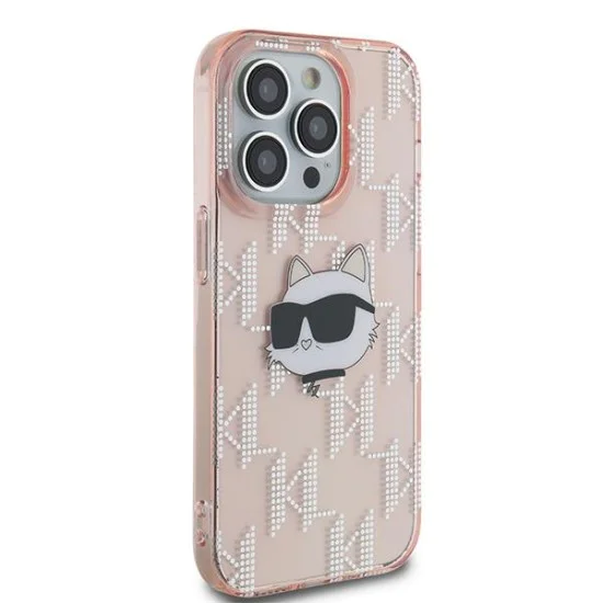 Калъф за iPhone 14 Pro - Karl Lagerfeld IML Luxury (KLHCCHCP14LHKLKLPCHP) - Pink Choupette Head&Monogram