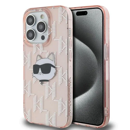 Калъф за iPhone 14 Pro - Karl Lagerfeld IML Luxury (KLHCCHCP14LHKLKLPCHP) - Pink Choupette Head&Monogram