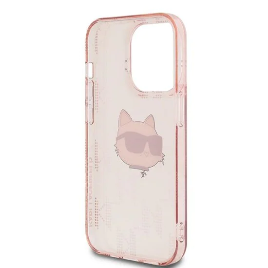 Калъф за iPhone 14 Pro - Karl Lagerfeld IML Luxury (KLHCCHCP14LHKLKLPCHP) - Pink Choupette Head&Monogram