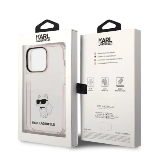 Калъф за IPhone 14 Pro - Karl Lagerfeld Hardcase (KLHCP14LHNCHTCP) - Pink Ikonik Choupette