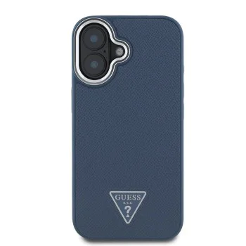 Калъф за iPhone 16 - Guess Grained Triangle MagSafe (GUHMP16SPGTSPSK) - Черен