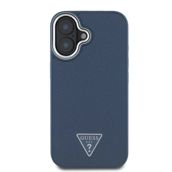 Калъф за iPhone 16 - Guess Grained Triangle MagSafe (GUHMP16SPGTSPSK) - Черен