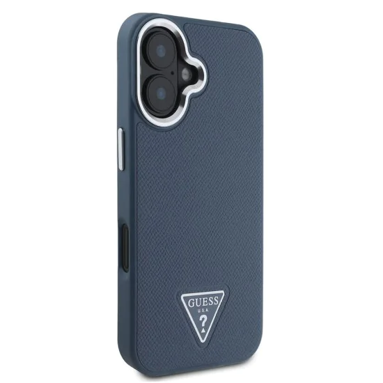 Калъф за iPhone 16 - Guess Grained Triangle MagSafe (GUHMP16SPGTSPSK) - Черен