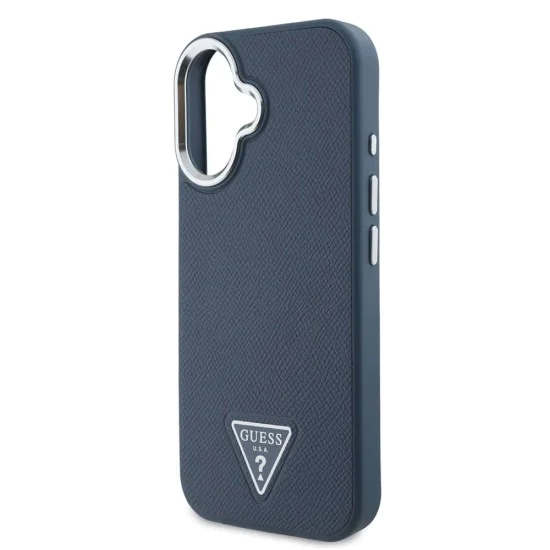 Калъф за iPhone 16 - Guess Grained Triangle MagSafe (GUHMP16SPGTSPSK) - Черен