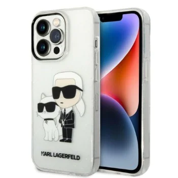 Калъф за iPhone 14 Pro - Karl Lagerfeld Hardcase Glitter (KLHCP14LHNKKCTGT) - Прозрачен Karl&Choupette