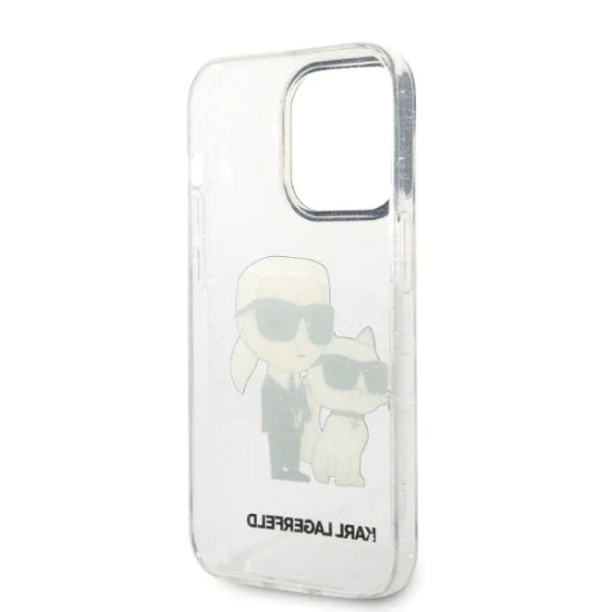 Калъф за iPhone 14 Pro - Karl Lagerfeld Hardcase Glitter (KLHCP14LHNKKCTGT) - Прозрачен Karl&Choupette