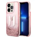 Калъф за iPhone 14 Pro - Karl Lagerfeld Hardcase Glitter (KLHCP14LLLLBKLCP) - Pink Liquid Big KL