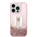 Калъф за iPhone 14 Pro - Karl Lagerfeld Hardcase Glitter (KLHCP14LLLLBKLCP) - Pink Liquid Big KL