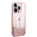 Калъф за iPhone 14 Pro - Karl Lagerfeld Hardcase Glitter (KLHCP14LLLLBKLCP) - Pink Liquid Big KL