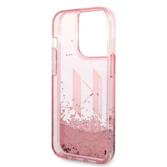 Калъф за iPhone 14 Pro - Karl Lagerfeld Hardcase Glitter (KLHCP14LLLLBKLCP) - Pink Liquid Big KL