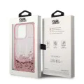 Калъф за iPhone 14 Pro - Karl Lagerfeld Hardcase Glitter (KLHCP14LLLLBKLCP) - Pink Liquid Big KL