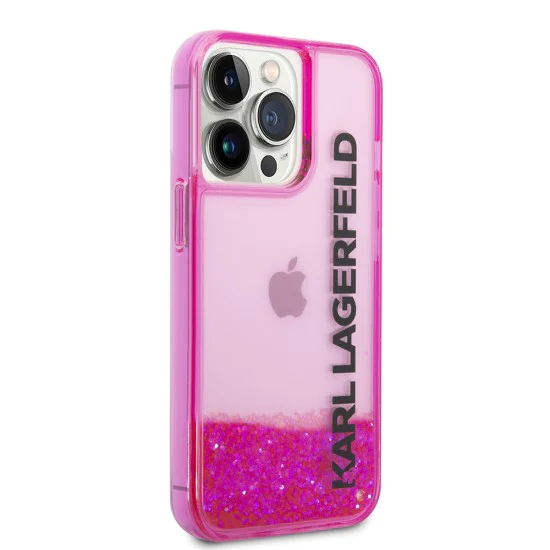 Калъф за iPhone 14 Pro - Karl Lagerfeld Hardcase Liquid Glitter (KLHCP14LLCKKVF) - Pink Elong