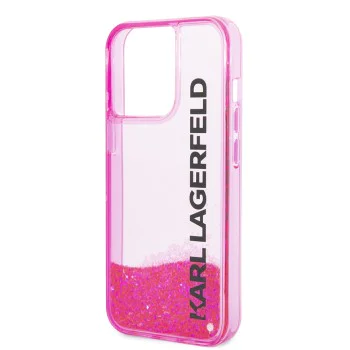 Калъф за iPhone 14 Pro - Karl Lagerfeld Hardcase Liquid Glitter (KLHCP14LLCKKVF) - Pink Elong