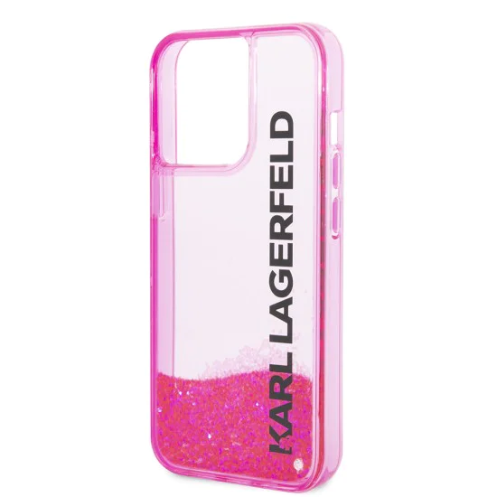 Калъф за iPhone 14 Pro - Karl Lagerfeld Hardcase Liquid Glitter (KLHCP14LLCKKVF) - Pink Elong