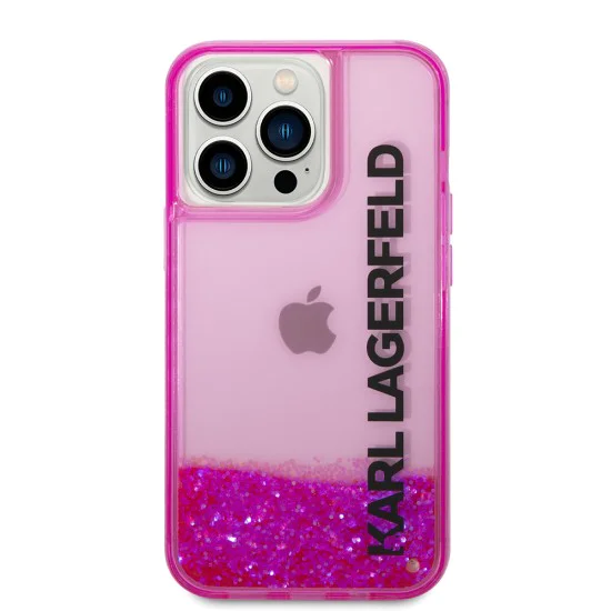 Калъф за iPhone 14 Pro - Karl Lagerfeld Hardcase Liquid Glitter (KLHCP14LLCKKVF) - Pink Elong