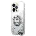 Калъф за iPhone 14 Pro - Karl Lagerfeld Hardcase Liquid Glitter (KLHCP14LLCRSGRS) - Silver RSG