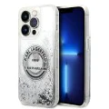Калъф за iPhone 14 Pro - Karl Lagerfeld Hardcase Liquid Glitter (KLHCP14LLCRSGRS) - Silver RSG