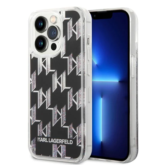 Калъф за iPhone 14 Pro - Karl Lagerfeld Hardcase Liquid Glitter (KLHCP14LLLLMMNMK) - монограм