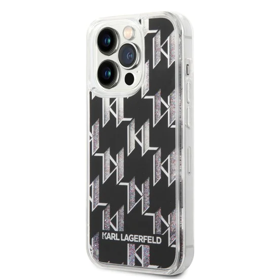 Калъф за iPhone 14 Pro - Karl Lagerfeld Hardcase Liquid Glitter (KLHCP14LLLLMMNMK) - монограм
