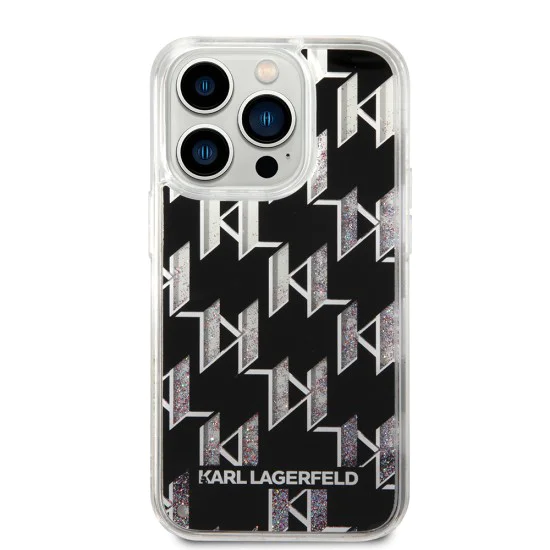 Калъф за iPhone 14 Pro - Karl Lagerfeld Hardcase Liquid Glitter (KLHCP14LLLLMMNMK) - монограм