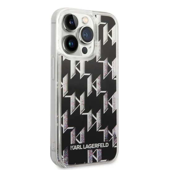 Калъф за iPhone 14 Pro - Karl Lagerfeld Hardcase Liquid Glitter (KLHCP14LLLLMMNMK) - монограм