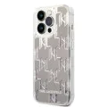 Калъф за iPhone 14 Pro - Karl Lagerfeld Hardcase Liquid Glitter (KLHCP14LLLLMNMS) - сребрист монограм