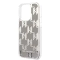 Калъф за iPhone 14 Pro - Karl Lagerfeld Hardcase Liquid Glitter (KLHCP14LLLLMNMS) - сребрист монограм