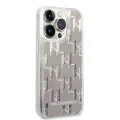 Калъф за iPhone 14 Pro - Karl Lagerfeld Hardcase Liquid Glitter (KLHCP14LLLLMNMS) - сребрист монограм