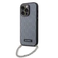 Калъф за iPhone 14 Pro - Karl Lagerfeld Saffiano Monogram Chain (KLHCP14LSACKLHPG) - сребрист