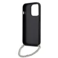 Калъф за iPhone 14 Pro - Karl Lagerfeld Saffiano Monogram Chain (KLHCP14LSACKLHPG) - сребрист