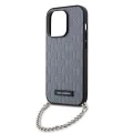 Калъф за iPhone 14 Pro - Karl Lagerfeld Saffiano Monogram Chain (KLHCP14LSACKLHPG) - сребрист