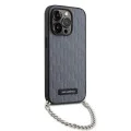 Калъф за iPhone 14 Pro - Karl Lagerfeld Saffiano Monogram Chain (KLHCP14LSACKLHPG) - сребрист