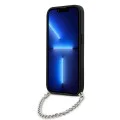 Калъф за iPhone 14 Pro - Karl Lagerfeld Saffiano Monogram Chain (KLHCP14LSACKLHPK) - черен