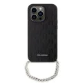 Калъф за iPhone 14 Pro - Karl Lagerfeld Saffiano Monogram Chain (KLHCP14LSACKLHPK) - черен