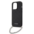 Калъф за iPhone 14 Pro - Karl Lagerfeld Saffiano Monogram Chain (KLHCP14LSACKLHPK) - черен