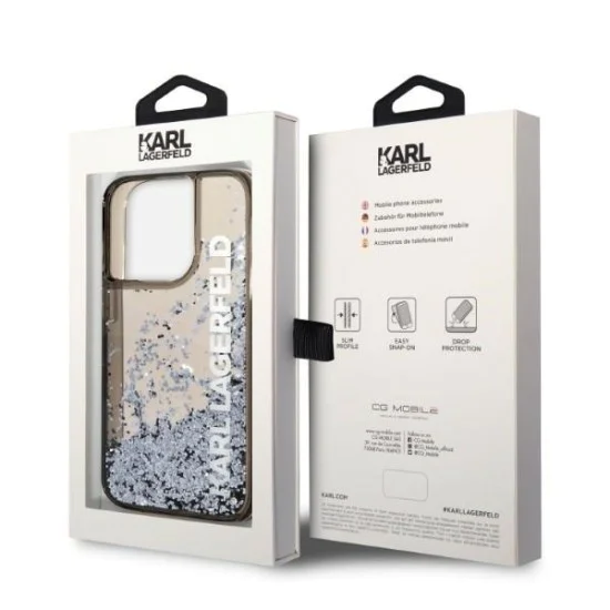 Калъф за iPhone 14 Pro - Karl Lagerfeld Hardcase Liquid Glitter (KLHCP14LLCKKVVK) - Elong