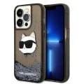 Калъф за iPhone 14 Pro - Karl Lagerfeld Hardcase Glitter (KLHCP14LLLLNCHCKCK) - Choupette Head