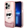 Калъф за iPhone 14 Pro - Karl Lagerfeld Hardcase Glitter (KLHCP14LLLLNCHCP) - Pink Choupette Head