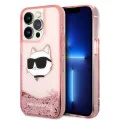 Калъф за iPhone 14 Pro - Karl Lagerfeld Hardcase Glitter (KLHCP14LLLLNCHCP) - Pink Choupette Head