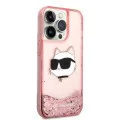 Калъф за iPhone 14 Pro - Karl Lagerfeld Hardcase Glitter (KLHCP14LLLLNCHCP) - Pink Choupette Head