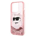 Калъф за iPhone 14 Pro - Karl Lagerfeld Hardcase Glitter (KLHCP14LLLLNCHCP) - Pink Choupette Head
