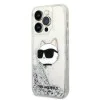 Калъф за iPhone 14 Pro - Karl Lagerfeld Hardcase Glitter (KLHCP14LLLLNCHCS) - Silver Choupette Head